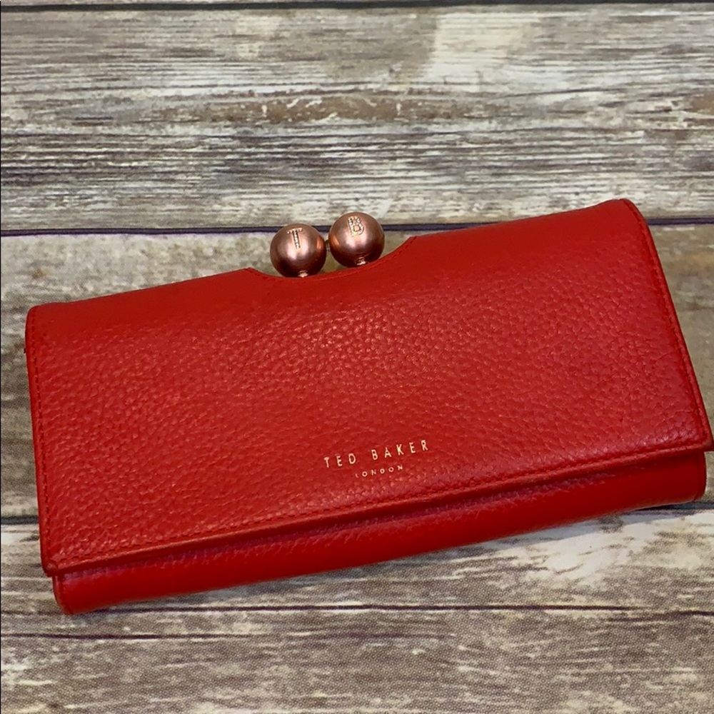 Sassy Ted Baker Red Leather Bobble Wallet - EUC